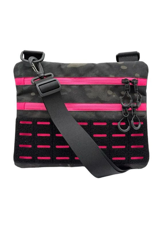 Мужская сумка через плечо, RoKit Multicam Black Pink M с патч панелью, Мужская сумка через плечо под патчи. HardKIT 9377223-3-НК (370286702)