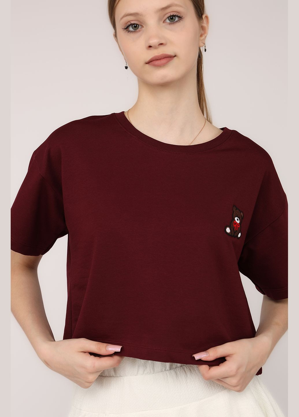 Футболка с коротким рукавом женская цвет бордовый ЦБ-00276467 ARMA LIFE - (334257362)