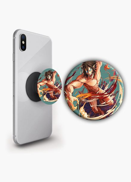 Тримач для телефону PopSockets Аніме Атака Титанів #023 Чорний No Brand (304507999)
