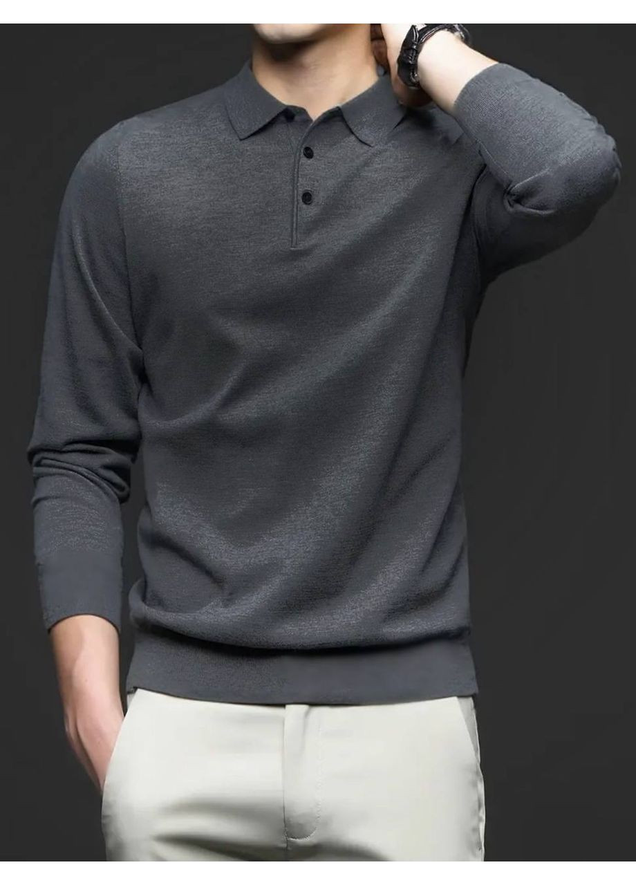 Графитовый зимний 🖤 мужское поло-свитер из трикотажа на флисе — замеры в описании DK/DL Мода без кордонів