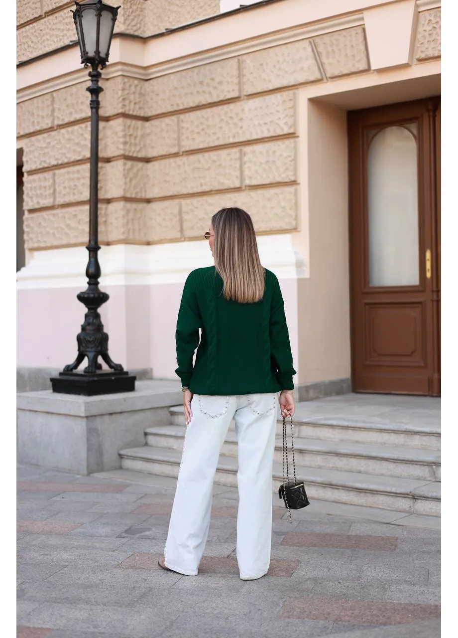Свитер женский базовый изумрудного цвета 39418 Fashion (408500414)