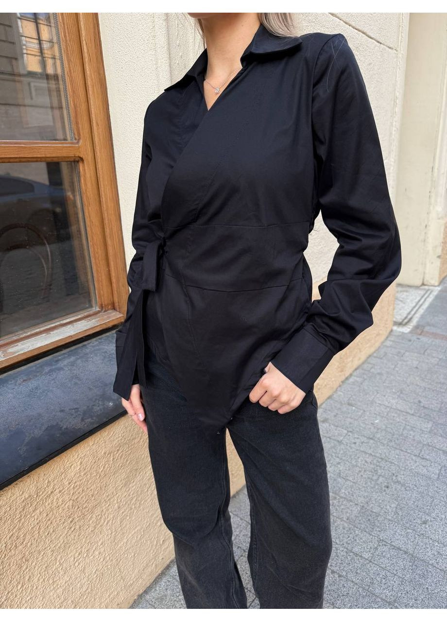 Черная кэжуал рубашка однотонная Україна