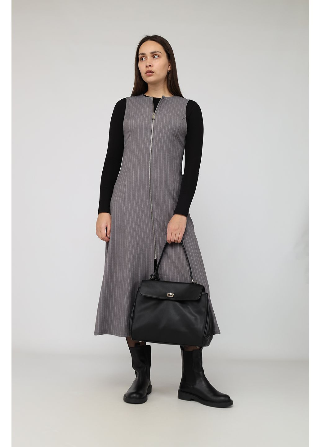 Серое платье женское цвет серый цб-00282905 Yuki