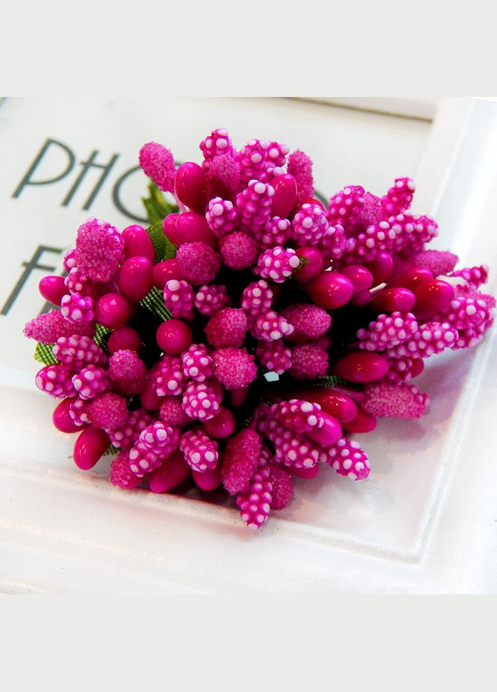 Штучні тичинки Мікс фактур, букетик, малинові, 12 шт No Brand (340484764)