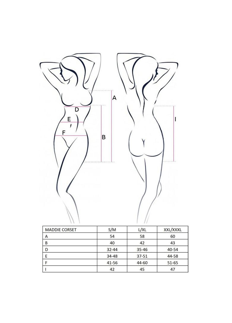 Корсет-рубашка с пажами MADDIE CORSET L/XL, black, трусики Passion (369951994)