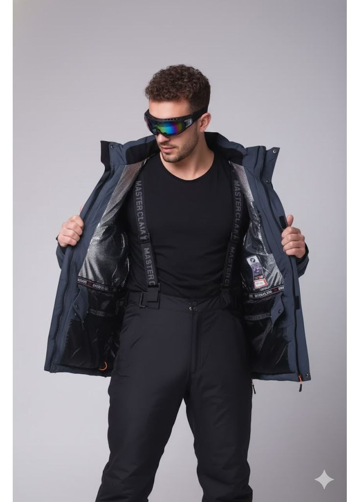 Серая зимняя мужская термокуртка больших размеров горнолыжная повседневная сноубордическая м2361-серый Master Class куртка лижна