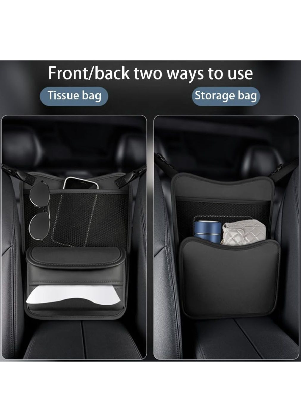 Органайзер двосторонній з кишенями для установки між сидіннями в машину салон автомобіля 33х25 см (476940-Prob) Чорний Unbranded (292784545)