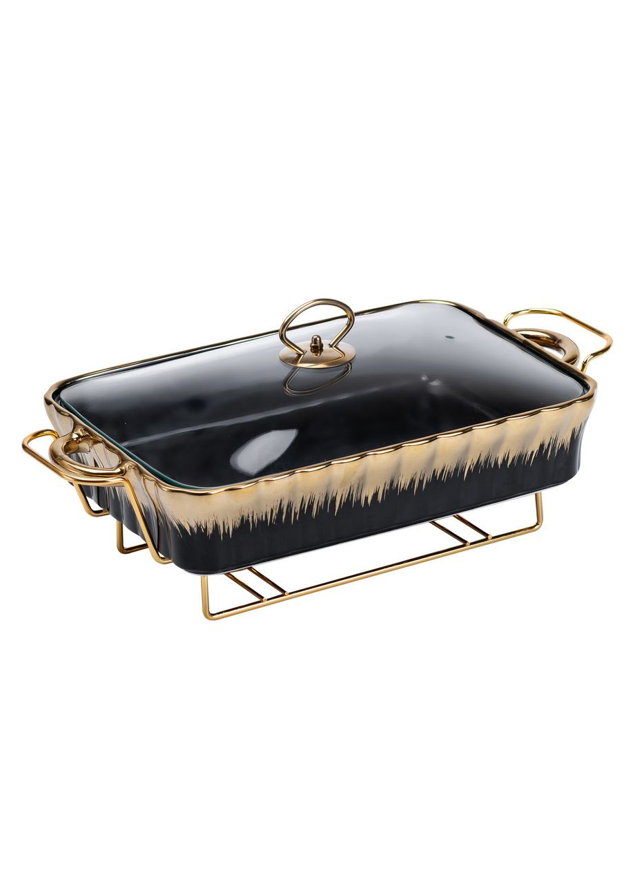 Мармит фарфоровый прямоугольный на 2 литра 40*23*11 см черный HP1048 Yiwu (370974841)