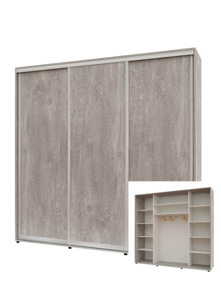 Шкаф-купе трехдверный Комфорт Мебель 210*60*220 см Бетон 3 двери ДСП Макси Комфорт Меблі (360438520)