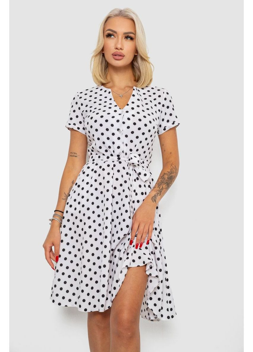 Білий сукня софт з принтом у горох, колір білий, 230r0032-2 Ager