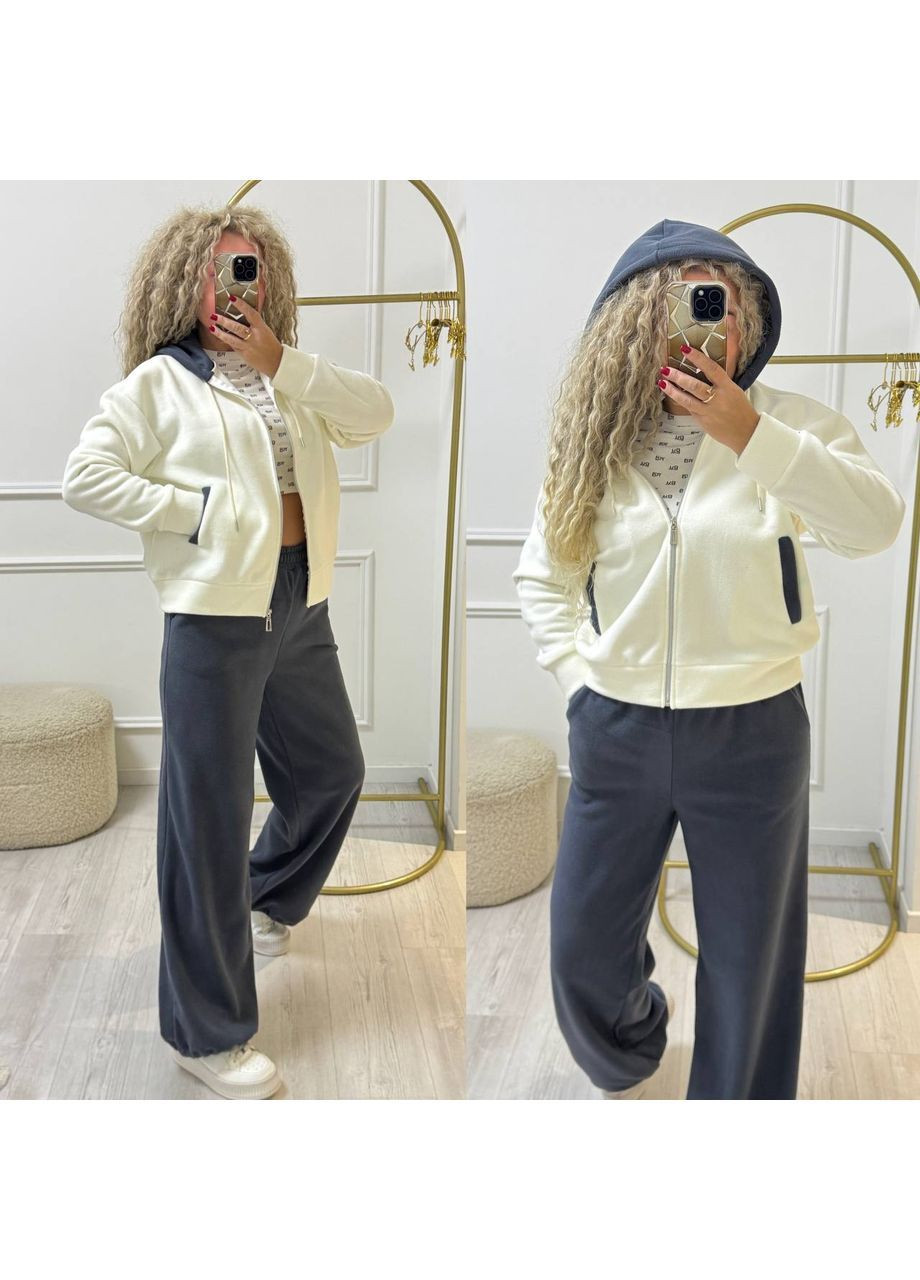 Костюм женский теплый флисовый брюки на затяжках и кофта No Brand (367737113)