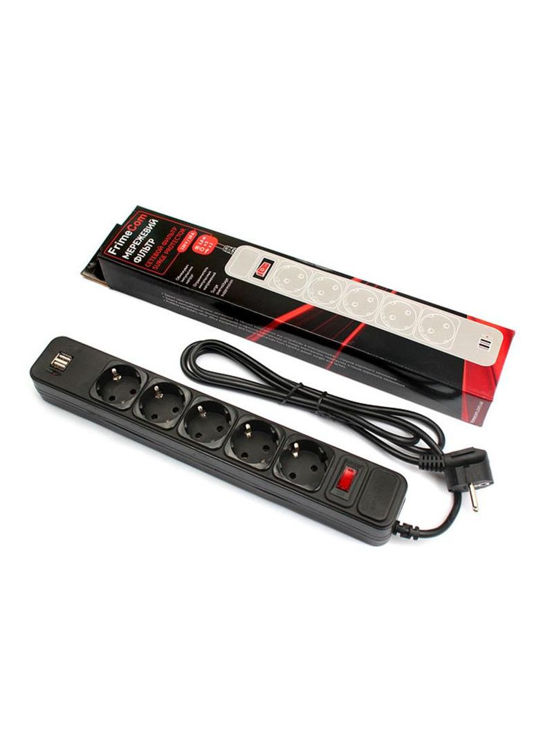 Фильтр питания (FC-BU4005W 1.8 B) 5 розеток, 2хUSB, 1.8 м, FrimeCom (336957158)