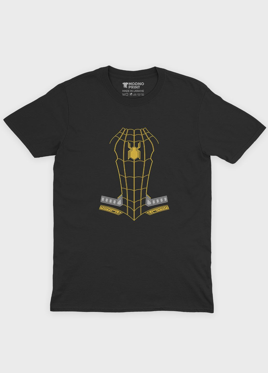 Черная демисезонная футболка для мальчика с принтом супергероя - человек-паук (ts001-1-bl-006-014-083-b) Modno