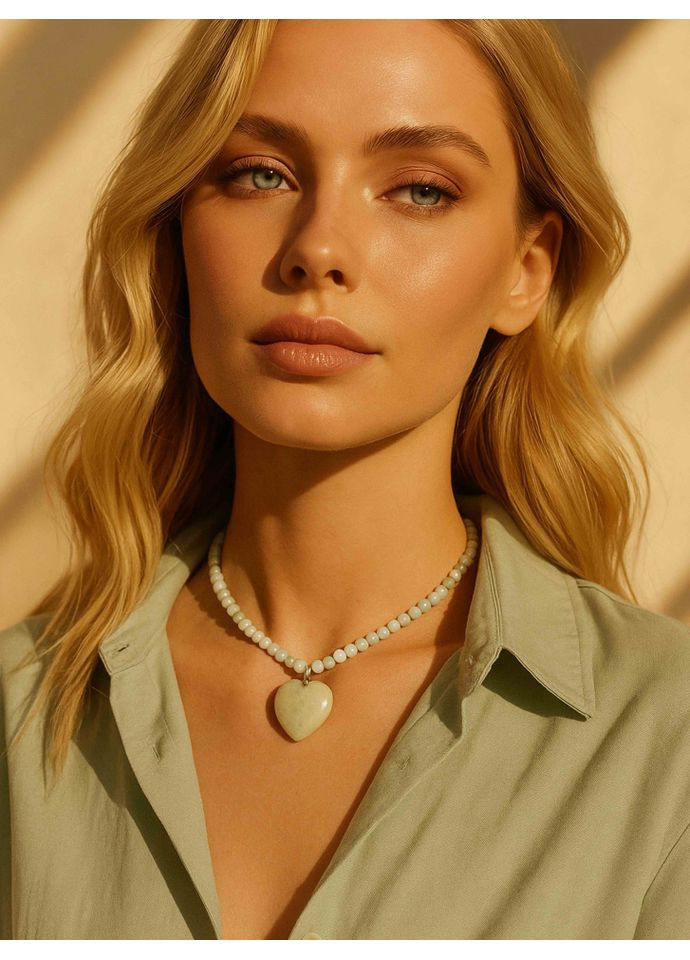 Чокер из нефрита с подвеской каменное сердце 5210 LeBijou (368559325)