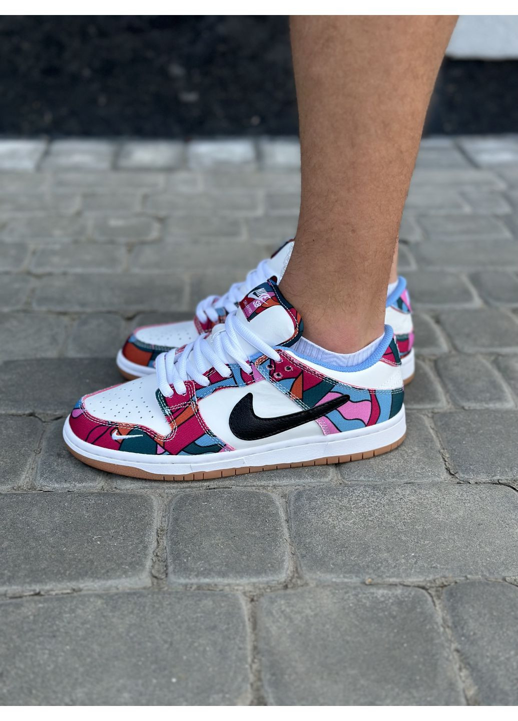 Цветные демисезонные кроссовки мужские nike sb dunk low pro parra abstract art найк сб данк No Brand