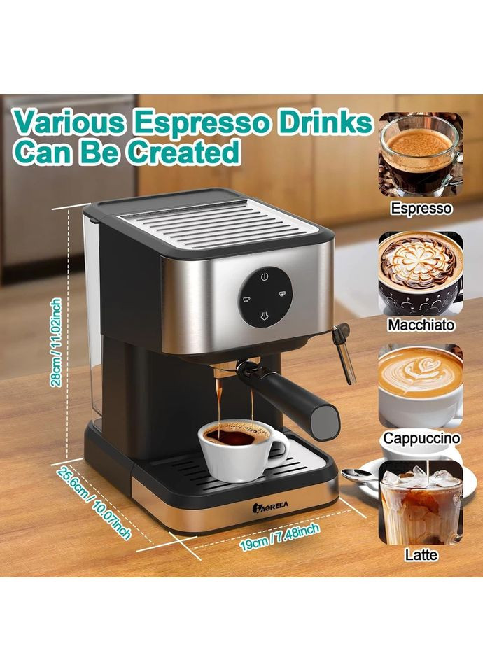Кофемашина IAGREEA Espresso 20 Бар | Полуавтоматическая эспрессо-машина с капучинатором Кофеварка для дома, латте, капучино China (354827640)