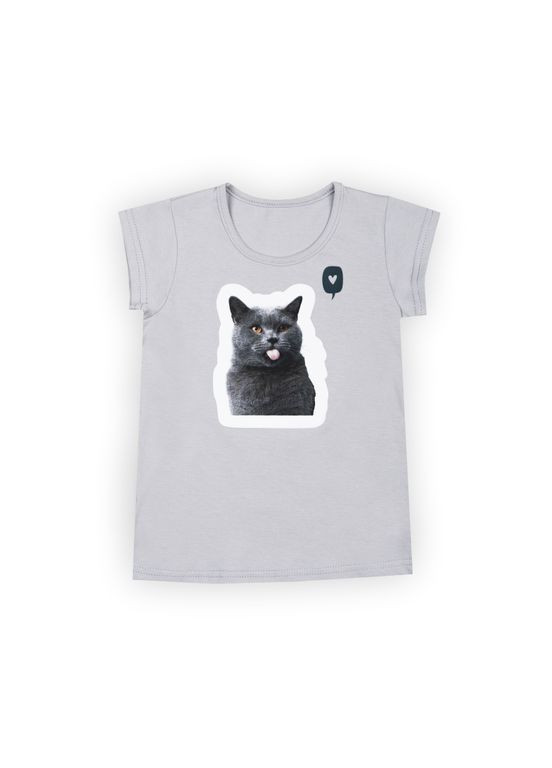 Сіра літня дитяча футболка для дівчинки ft-24-10 Габби