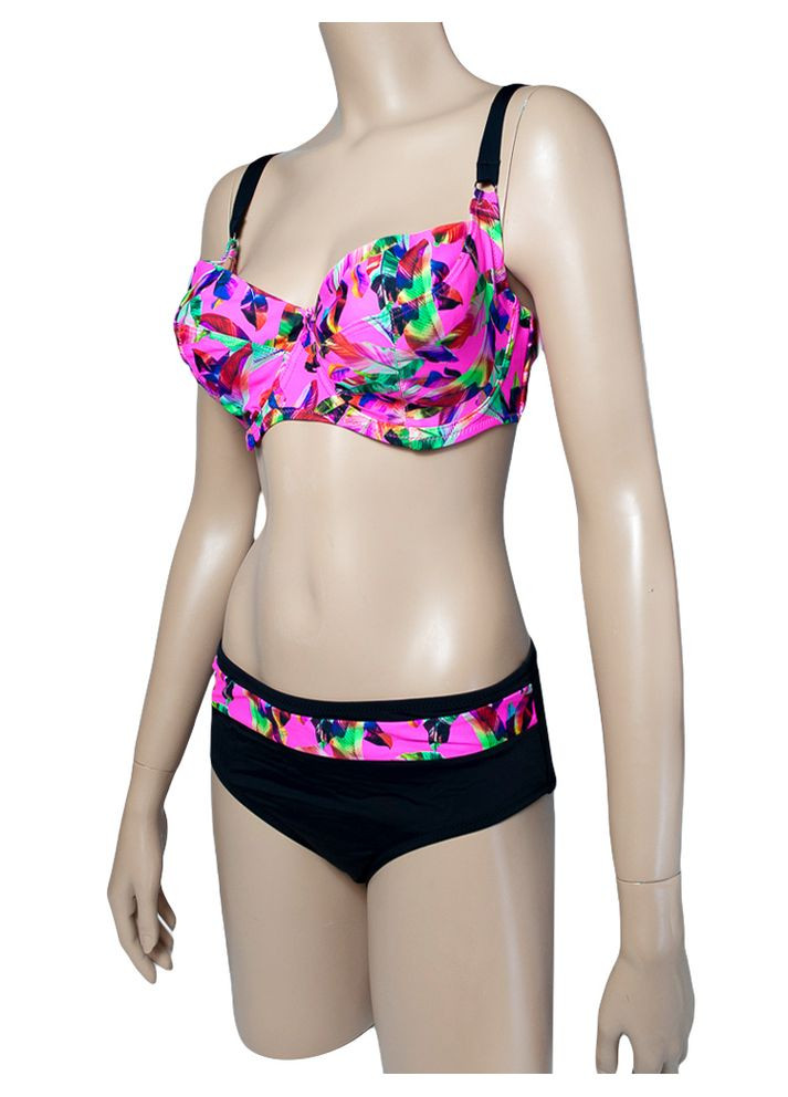 Комбінований літній купальник роздільний на великі груди f без поролону модель 0088 арт.22016 роздільний Fuba.Vi