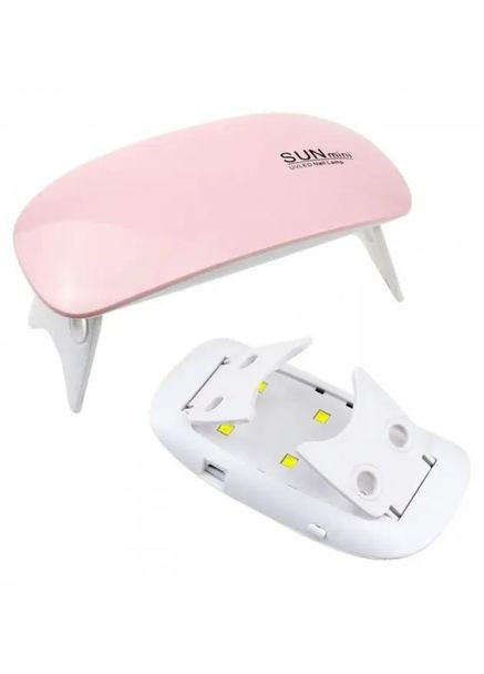 Портативная УФ-лампа для маникюра Sun Mini 6W, складная, USB, розовая No Brand (315373107)