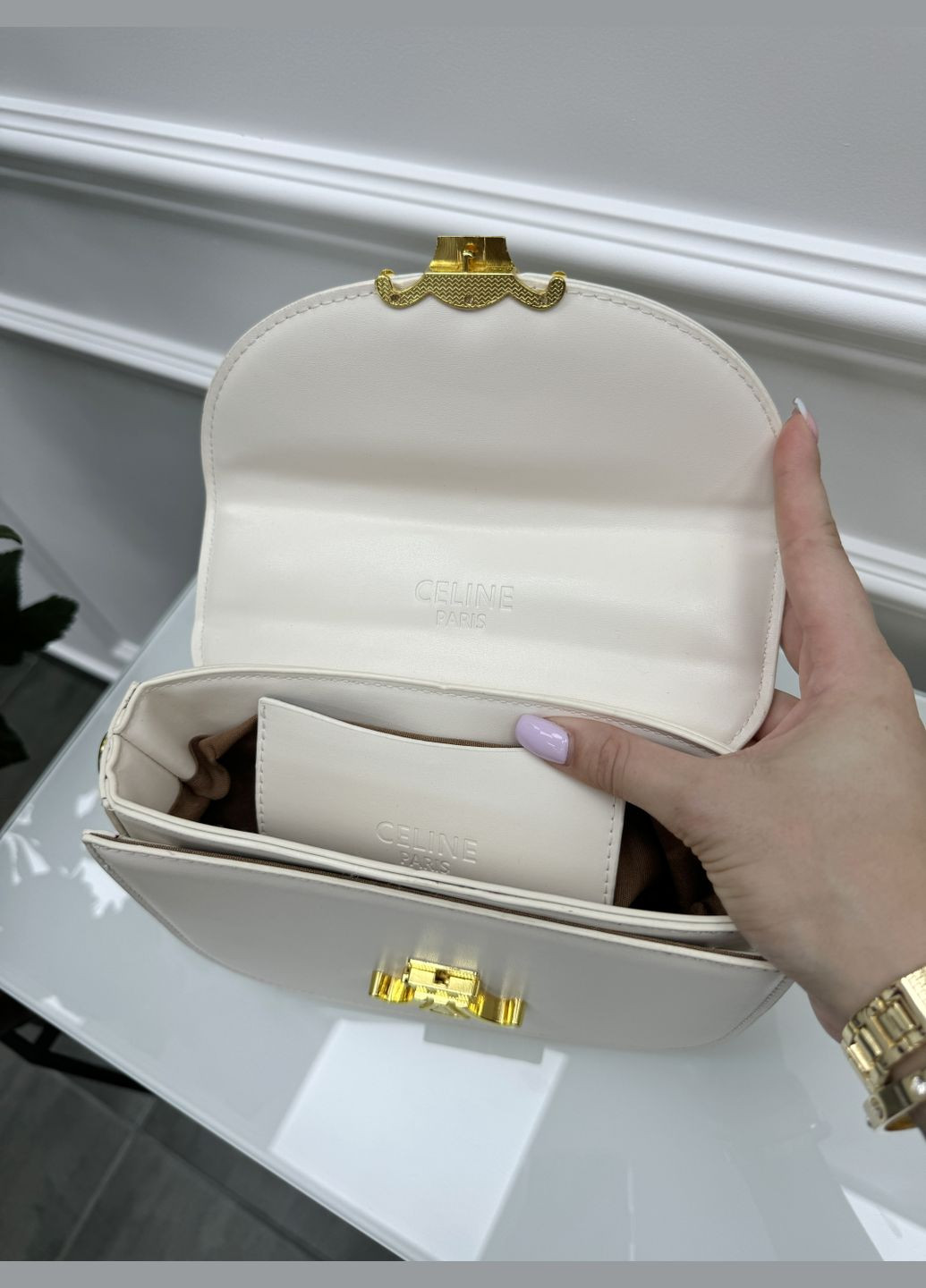 Cумочка жіноча Ceлін через плече (білий колір) No Brand (322605027)