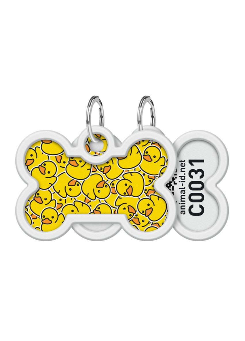 Адреса для собак та котів металевий WAUDOG Smart ID c QR паспортом, малюнок Качечки, кістка 40х28 мм Collar (322711504)