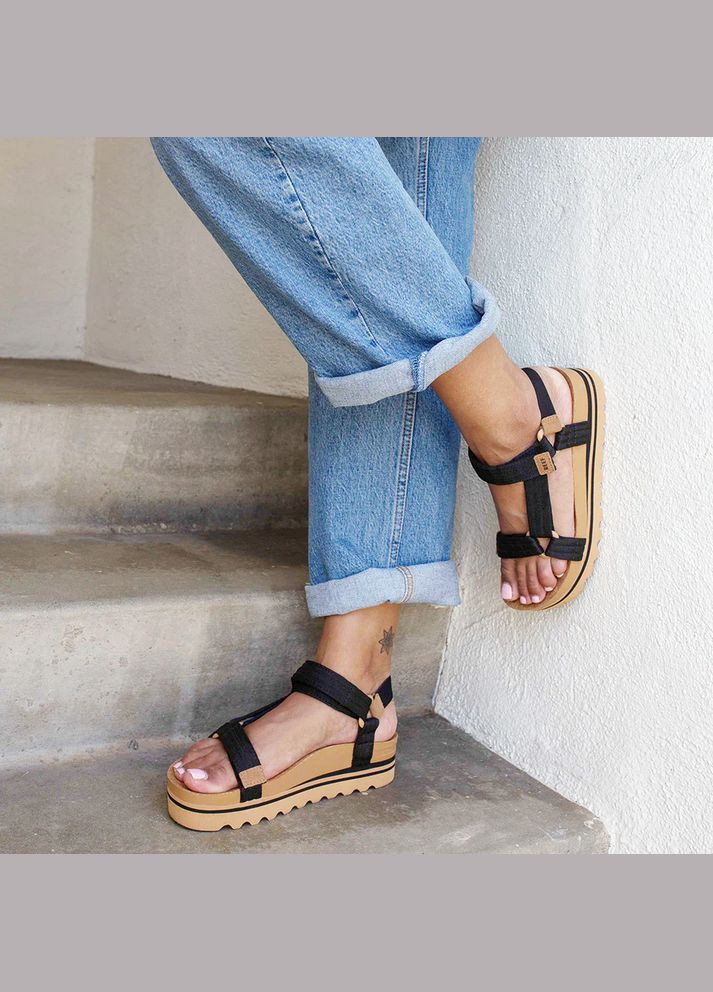 Босоніжки жіночі на платформі Reef Black/Tan (327878314)