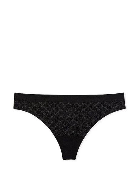 Трусики-стрінги жіночі Seamless Thong Panty чорні Victoria's Secret (315028265)