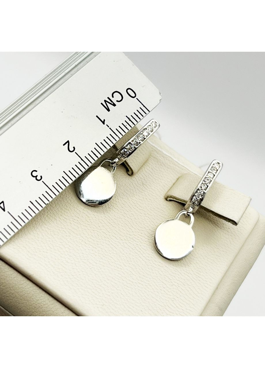 Серьги-кольца серебряные с кубическим цирконием "Монетки" 3,5 г No Brand (369736621)