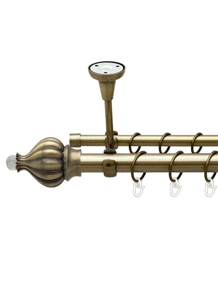 Карниз Таджа-Кристалл металлический двухрядный открытый к потолку гладкая труба Антик 25\16 мм 300 см (00-00018557) ORVIT (300689125)