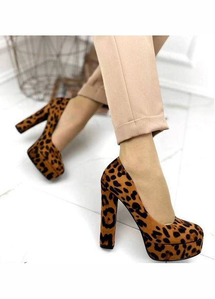 Stilli Жіночі замшеві туфлі на високих підборах 0913 Леопард коричневий з штучна замша, україна — демісезон (307151265)