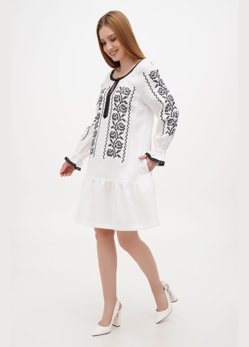 Белое платье славена, голубой, р.42, код 0325/42/1305 ГАЛЕРЕЯ ЛЬОНУ