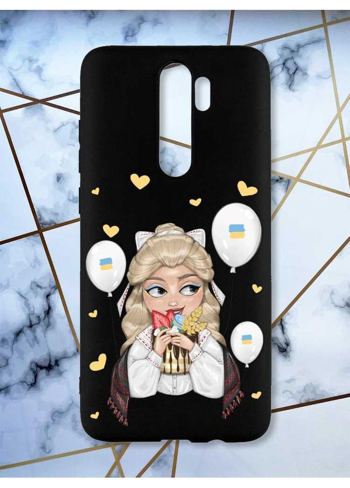 Матовий чорний чохол на Xiaomi Redmi Note 8 Pro патріотичний дизайн Українка з солодощами (принт 175) Creative (359483816)