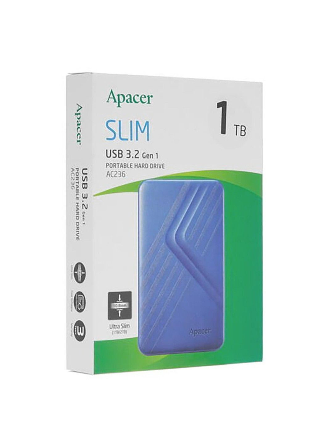 Зовнішній жорсткий диск PHD External 2.5'' USB 3.2 Gen. 1 AC236 1Tb Blue (color box) Apacer (369458000)
