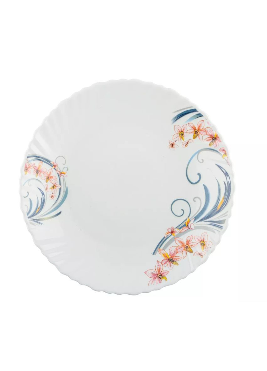 Тарелка обеденная Wave Цветочные вензеля V-220FM, 22 см белая Vittora (349221907)