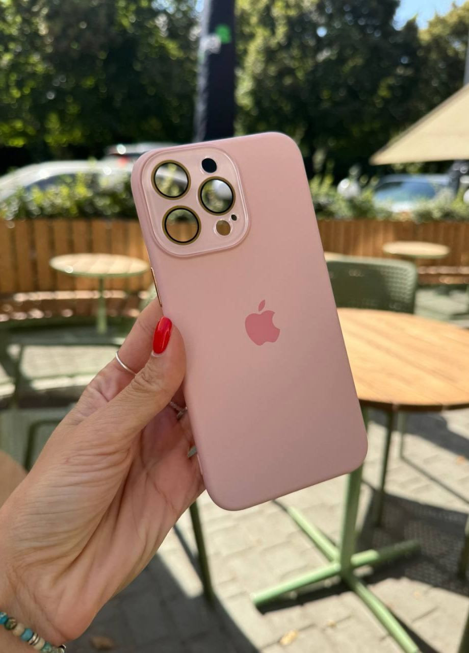 Силиконовый чехол для iPhone 14 Pro Max Silicone Case Metal Pink / Айфон 14 про макс розовый силикон кейс с защитой камеры No Brand (305200520)