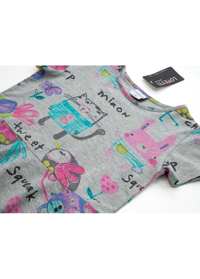 Сіра сукня трикотажна (5911-39-9-12-134g-fuchia) Lovetti (300625098)