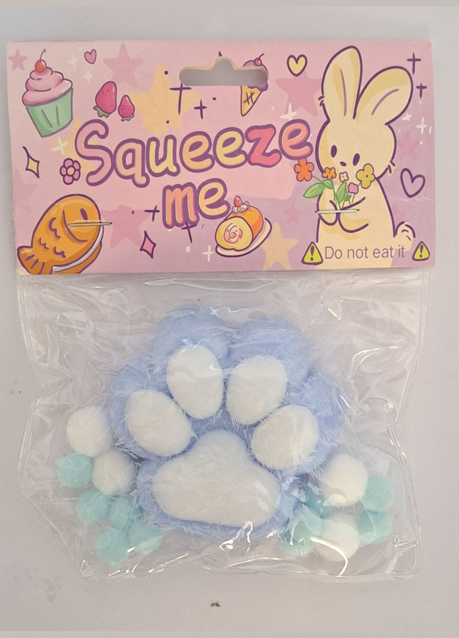 Сквіш таба лапка антистрес Блакитна з білим No Brand (333163796)