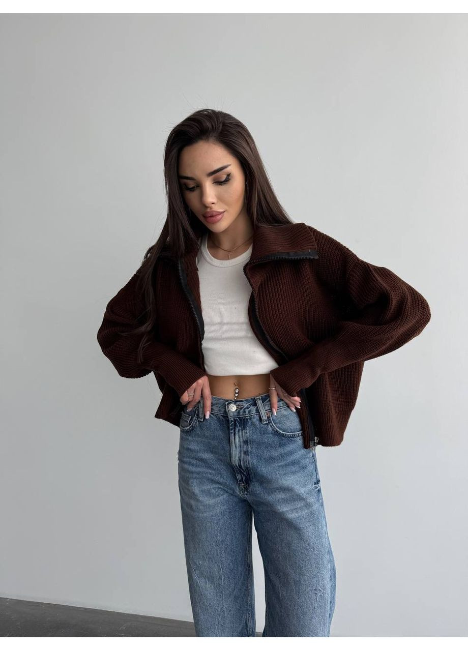 Базовий жіночий светр зi змiкою коричневого кольору 35843 Fashion (367254754)