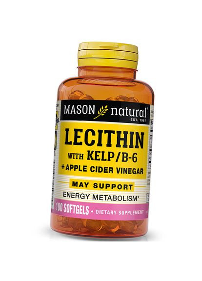 Лецитин Комплекс, Lecithin With Kelp/Vitamin B 6 Plus Cider Vinegar, 100гелкапс (72529014) Mason Natural (322731007)
