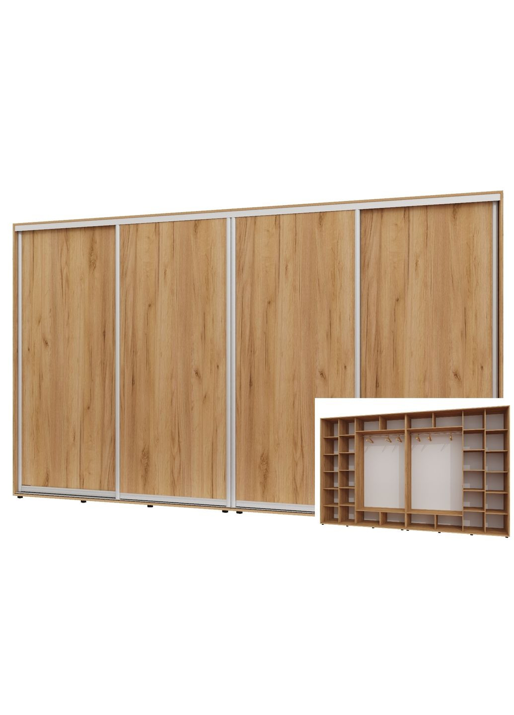 Шкаф-купе четырехдверный 370*60*220 см Дуб крафт золотой 4 двери ДСП ШК-02 Алекса (360474257)