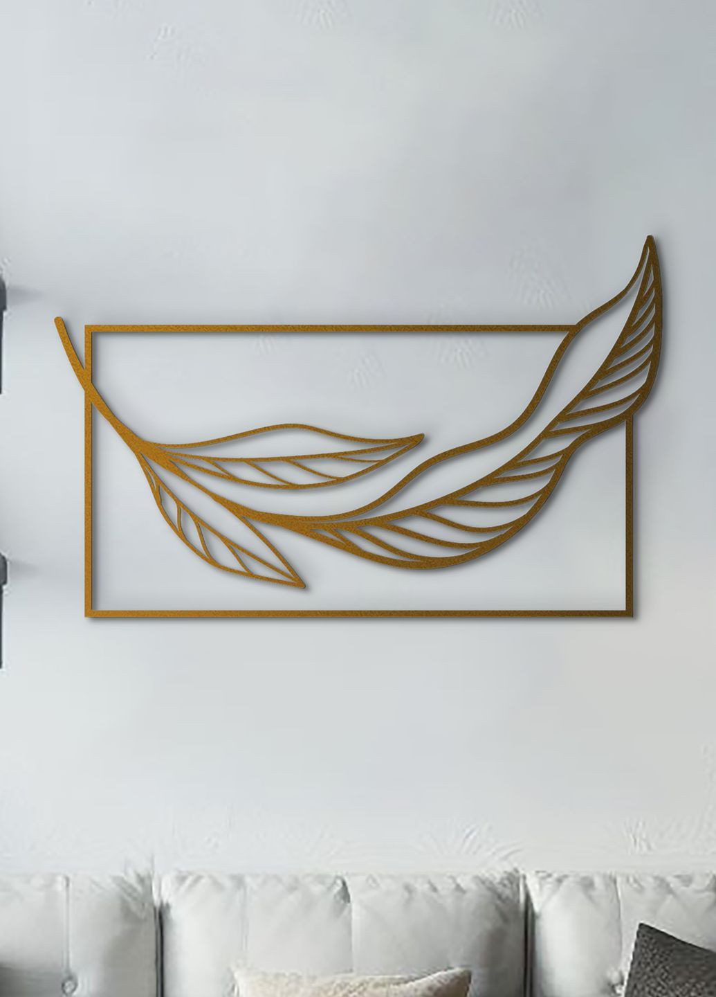 Настенный декор для дома, картина лофт "Листок минимализм", декоративное панно 30х18 см Woodyard (292112958)