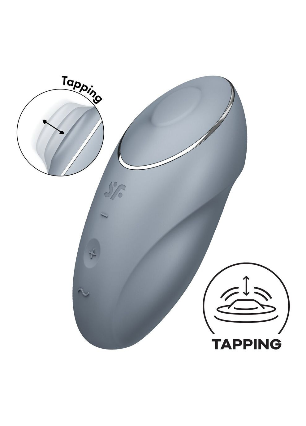 Вібростимулятор-пульсатор Tap & Climax 1 Bluegrey, ефект постукування пальцем, 2 мотори Satisfyer (300374765)