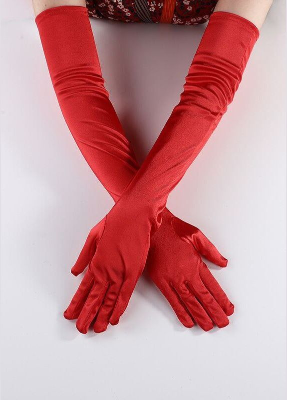 Перчатки атласные длинные Красные Cindylove (292713257)