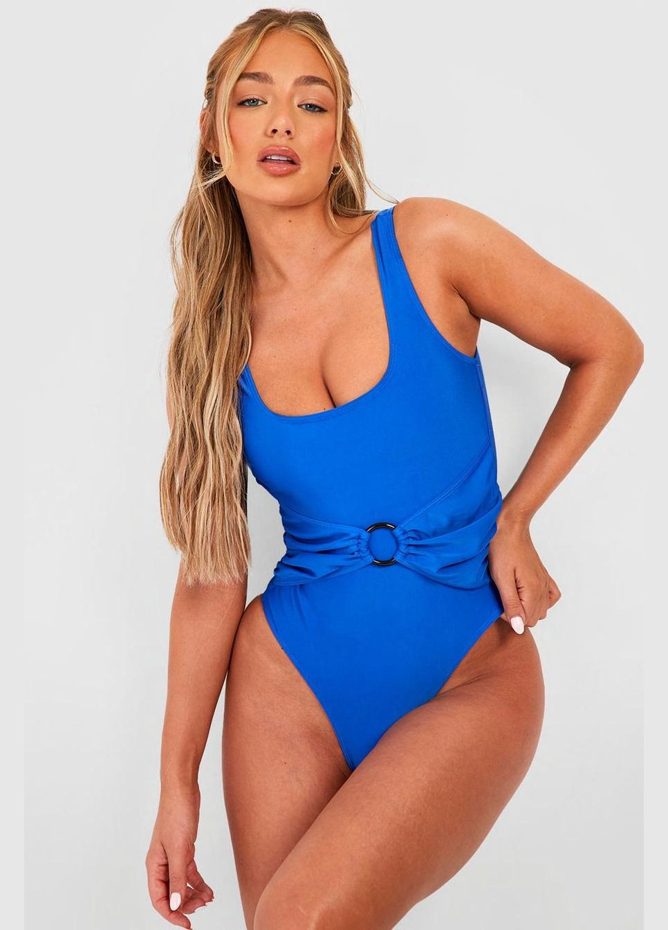 Синий летний купальник слитный слитный Boohoo