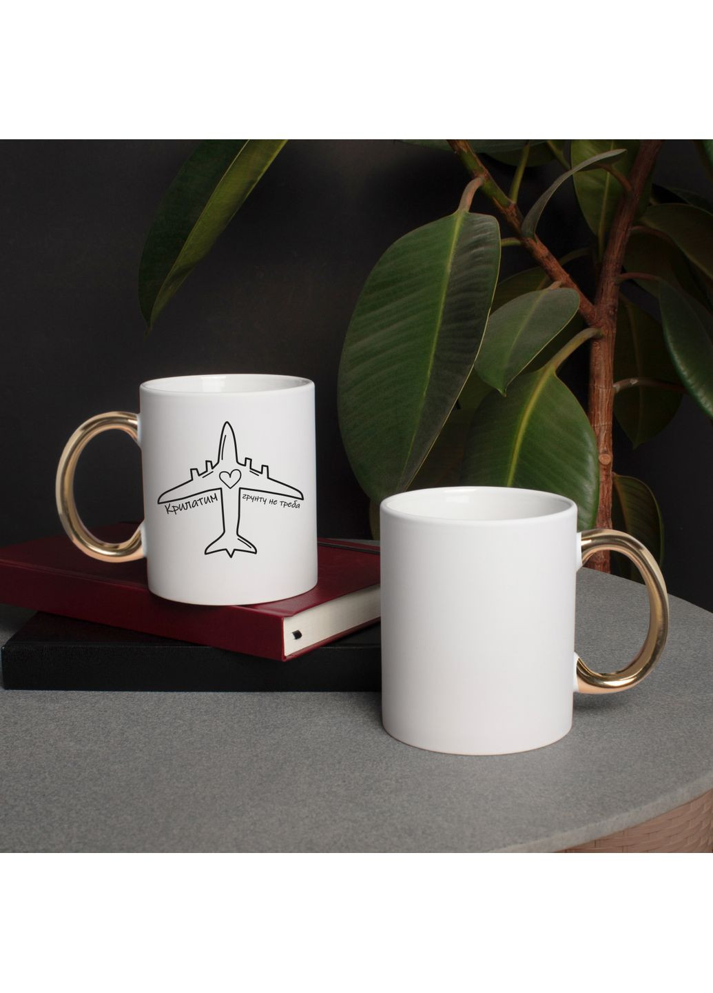 Чашка "Крылатой почвы не надо", Белый-золотой, украинская, Деревянная подарочная коробка, 330 мл BeriDari (360429218)