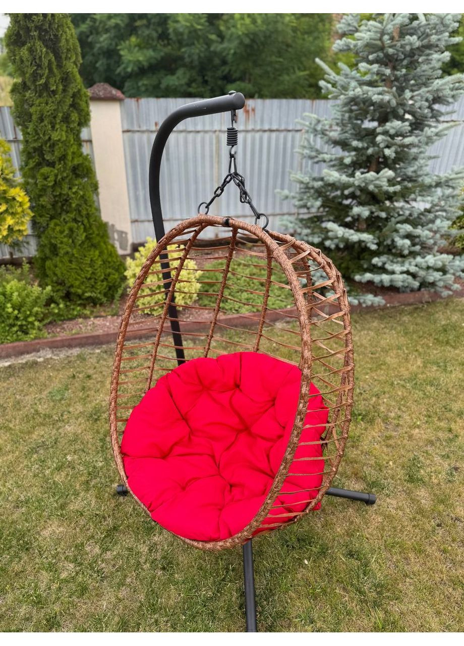 Подвесное садовое кресло качели (кокон/гнездо) SAN VITO с мягкой красной подушкой, Gordon (362213421)