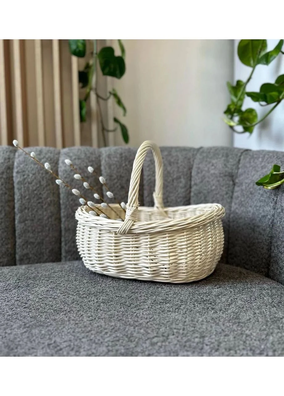 Корзина "Лодочка" 1 шт. 35x29x14 см плетеная из натуральной отбеленной лозы для Пасхи пасхальная корзина No Brand (384184643)