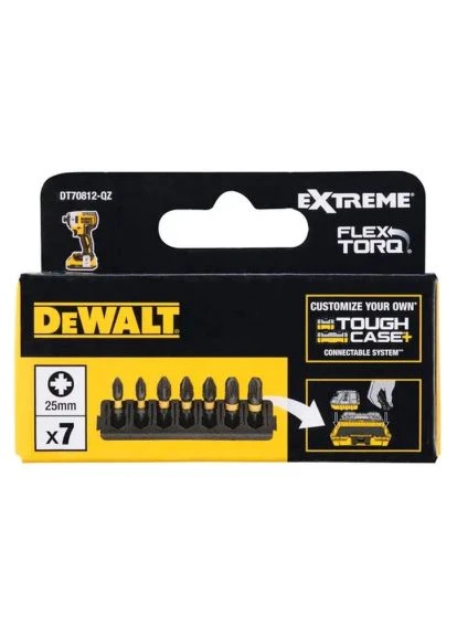 Набір біт в касеті для Tough Case, FlexTorq, L = 25 мм, Pz1 – 2 шт, Pz2 – 3 шт, Pz3 – 2 шт (DT70812) DeWALT в касеті для Tough Case, FlexTorq, L 25 мм, Pz1 (389546664)