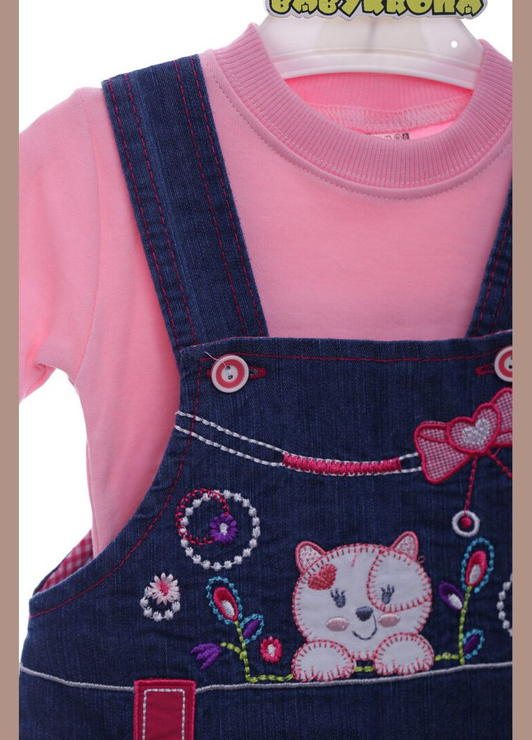 Рожева джинсовий сарафан з футболкою для дівчинки кішечка синій 86 см (38708) BABYKROHA (323469425)