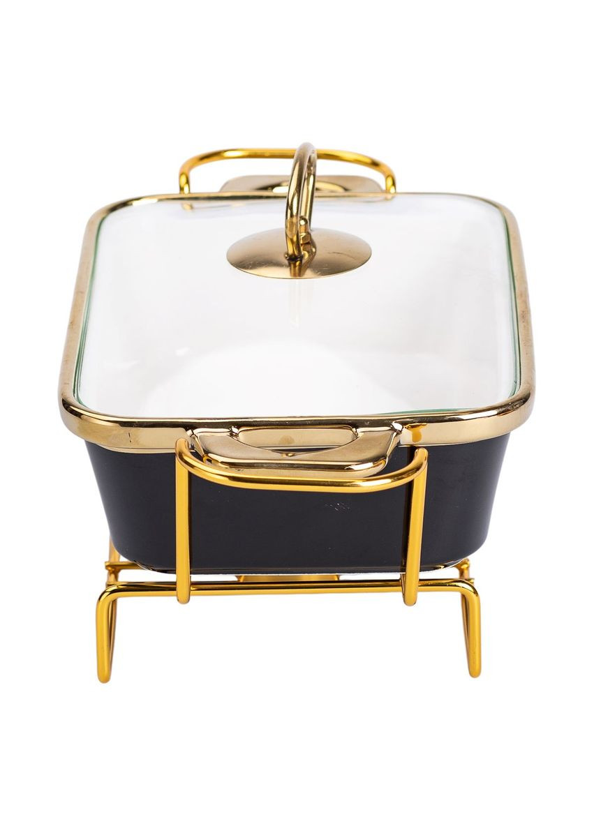 Мармітниця порцелянова прямокутна 1 л з підставкою та скляною кришкою, Yiwu (361678327)